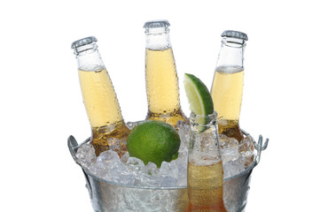 Wall Mural - Beer Bucket with Lime and Bottle in front