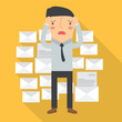 Businessman check email Icon Flat Design, Vector illustration