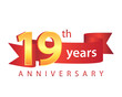 19 Ribbon Anniversary Logo