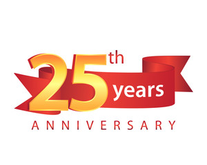 25 ribbon anniversary logo