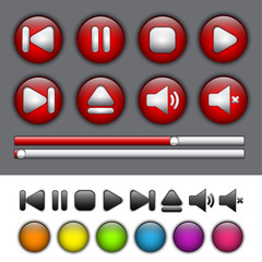 Wall Mural - Round application buttons with media player symbols