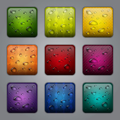 Wall Mural - Application buttons with water drops
