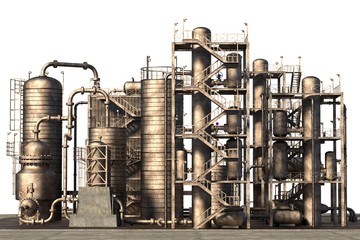 Wall Mural - 3d render of oil refinery