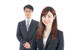 © polkadot - ビジネスマン　ビジネスウーマン　男性　女性　笑顔　仲間