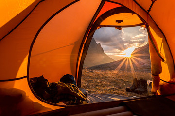 sunrise at camping in northern sweden