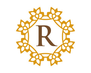 Sticker - R Royal Luxury Elegance Graceful Flourish Frame Logo