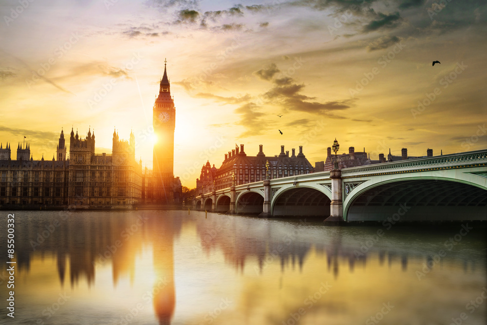 Big Ben i Izba Parlamentu, Londyn - obrazy, fototapety, plakaty 
