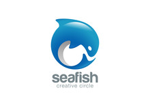 Abstract Fish Logo Dolphin Design Vector Template...Fish Market