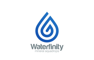 Wall Mural - Water drop Logo aqua vector template line art style...Waterdrop