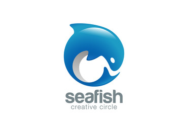 Aufkleber - Abstract Fish Logo Dolphin design vector template...Fish Market