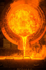 steel pouring at steel plant