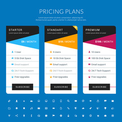 Wall Mural - vector pricing table in flat design style for websites and applications