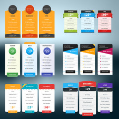 Wall Mural - set of vector pricing table in flat design style for websites and applications