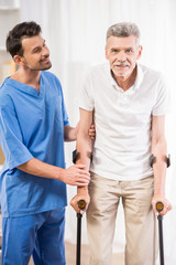 Canvas Print - Old man at hospital