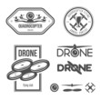 Vector set of drone flying club labels, badges, design elements.