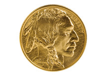 Fine Gold Buffalo Coin On White Background