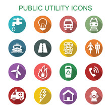 Public Utility Long Shadow Icons