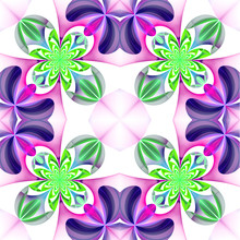 Symmetrical Pattern Of The Flower Petals. Green And Violet Palet