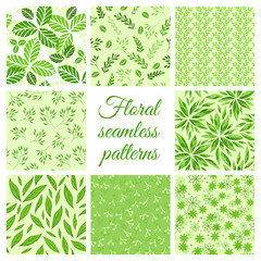Wall Mural - Set of floral seamless patterns