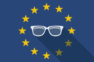 Sticker - European Union  long shadow flag with a glasses