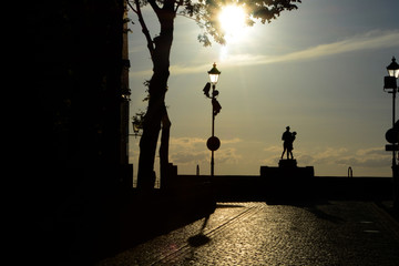 Monument of dancing polish soldier with a girl. Grudziadz