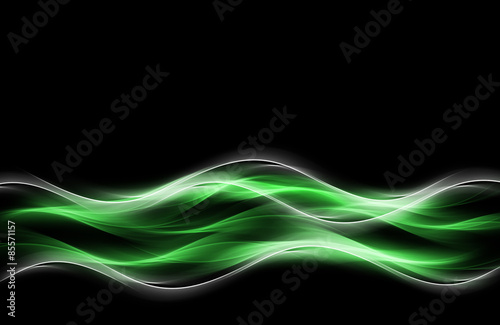 Obraz w ramie Light Green White Waves Fractal Background