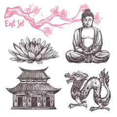 Wall Mural - Asian Sketch Set