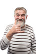 © kostyha - happy old man with a beard showing call me sign
