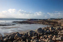 A View Of Barna Beach Co. Galway, Ireland, With Barna Pier In The Distance