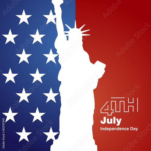 Poster Liberty 4th July stars white logo blue red background