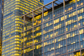 Office building background in Canary Wharf, London