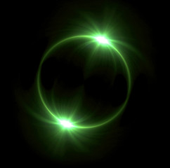 Wall Mural - green Solar eclipse in space concept with green ring flare