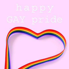 Sticker - rainbow heart and text happy gay pride day