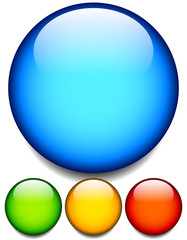 Poster - Empty glossy balls, circle buttons. 4 colors. Editable vector.