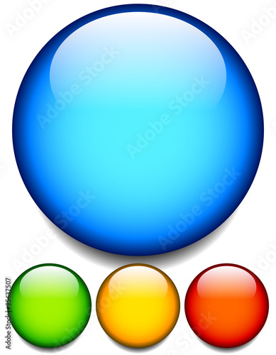 Fotografie, Obraz Empty glossy balls, circle buttons. 4 colors. Editable vector.
