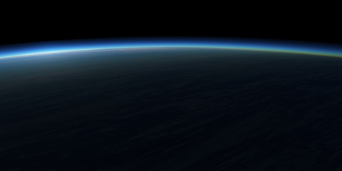 Wall Mural - blue planet and dark sky. space background.