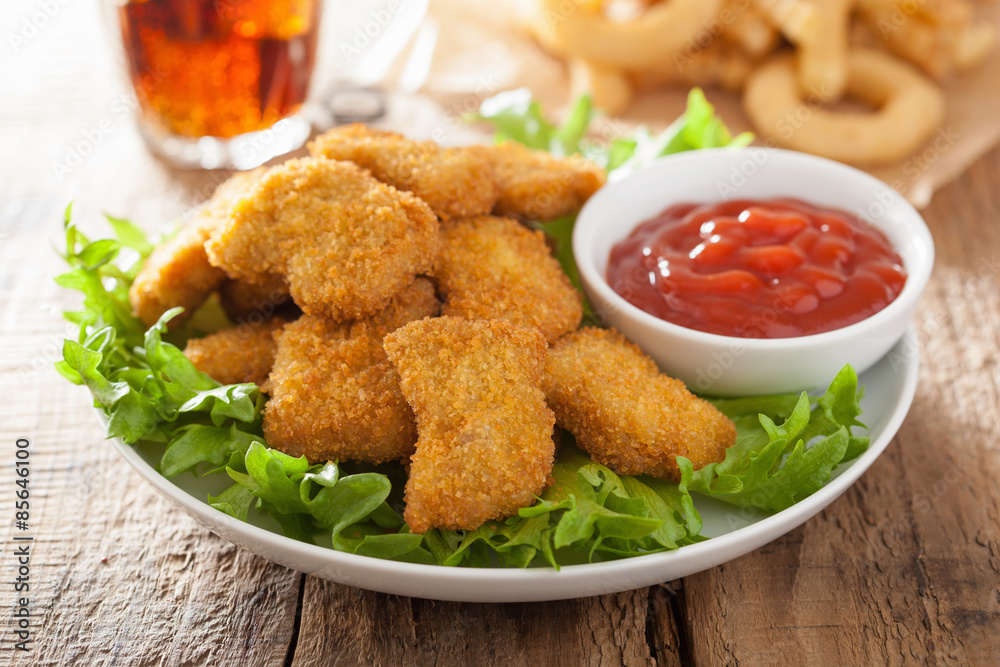 Photo Art Print Fast Food Chicken Nuggets With Ketchup French