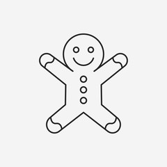 Sticker - gingerbread man line icon