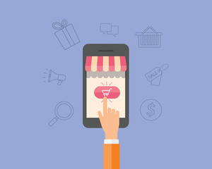 Poster - mobile shopping online concept
