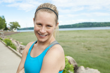 Beautiful young woman jogging