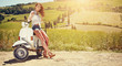 © ZoomTeam - Portrait of summer girl on scooter - Outdoor on Tuscany hiills.R