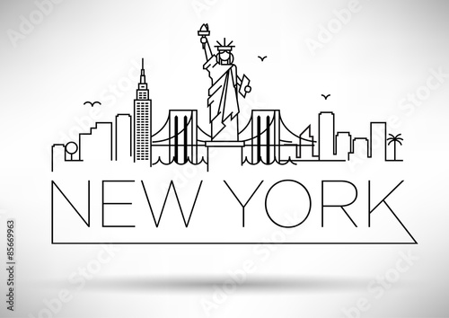 Zdjęcie XXL Liniowy panoramę Nowego Jorku z projektem typograficznym