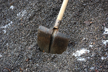 shovel in gravel