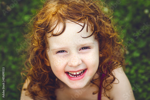 Laughing Redheaded Girl With Freckles Stock Foto Adobe Stock