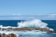 Crashing Waves On Hawaiian Rocky Shore