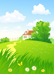 Wall Mural - Summer countryside vertical