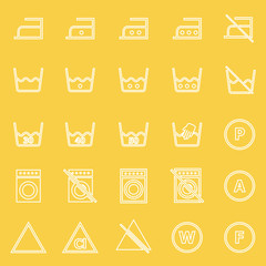 Laundry line icons on yellow background