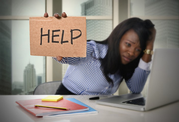 Wall Mural - black African American ethnicity tired frustrated woman working in stress 