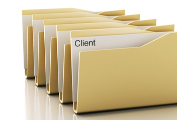 Poster - 3d examines yellow folders.