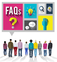 Sticker - Frequently Asked Questions Help Inforamtion Answer Concept